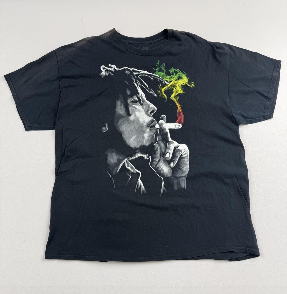 Zion Rootswear Shirt Mens 2XL Black Rasta Smoking Portrait Graphic Tee Tagless